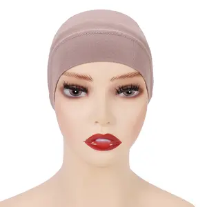 2023 topi jilbab dalam wanita Muslim syal Arab multifungsi warna polos