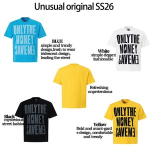 เสื้อยืดผ้าฝ้ายแขนสั้นสีเหลืองสำหรับผู้ชาย ยี่ห้อ Only The Money Save Me สไตล์สตรีท คอกลม พิมพ์ลายตัวอักษร ทรงปกติ - Product Image 6