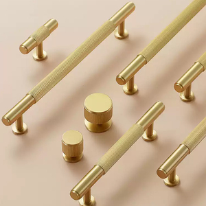 Modern Knurled Brass T-bar Cabinet Handle and <strong>Knob</strong> Durable Furniture Pull for Dressing Table Wardrobe Drawer - Product Image 4