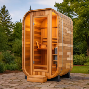 <span class=keywords><strong>Sauna</strong></span> Elettrica KLAFIN per 1 Persona, in Legno di Hemlock, Moderna, con Vapore e Infrarossi, per Interni ed Esterni, Stile Giapponese - Product Image 3