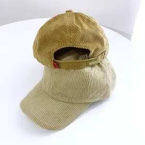 Solid Color Bulk Plain Adjustable Fashion 6 Panel Logo Embroidery Baseball Hat Corduroy Dad Hat