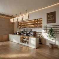 Comptoir de bar à café en pierre artificielle sur mesure pour café |   Comptoir de réception moderne pour café et solution clé en main pour l'aménagement intérieur d'un café