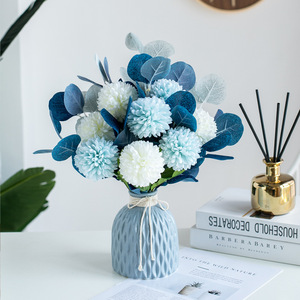 Fleurs artificielles Kch, bouquet de chrysanthèmes en soie, 10 cm de haut, pour la décoration de la maison et des mariages - Product Image 2