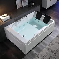 Baignoire SPA de Luxe à Jets et Massage d'Air, Baignoire Balnéo Intérieure en Acrylique pour 2 Personnes avec Douchette et Mitigeur