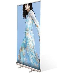 Support de bannière déroulante rétractable SIGNTALK USA de 80 pouces, cadre en aluminium de 33 1/2 x 80 pouces pour les salons professionnels, les expositions et les présentoirs en magasin - Product Image 1