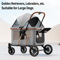 Poussette pour chien de grande taille, robuste, 55 kg | Pliage à une main en 3 étapes | Cadre en acier et aluminium | Roue avant pivotante EVA | Vente en gros OEM