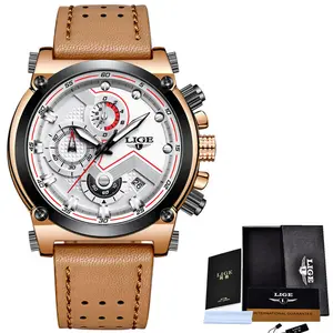 LIGE Men Watch 9856 High Quality Genuine Leather Quartz Wristwatch Hot Sale Watch Mens Relogio Masculino Jam Tangan