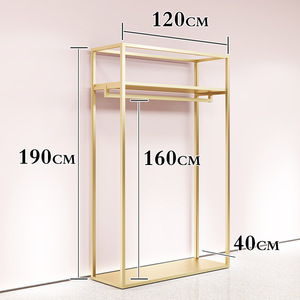 Rak <span class=keywords><strong>display</strong></span> kain berdiri Mode desain eceran logam rak pakaian emas butik - Product Image 3