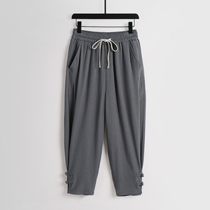 <span class=keywords><strong>Pantaloni</strong></span> Casual da uomo in <span class=keywords><strong>lino</strong></span> estivo semplice e Versatile stile cinese con bottoni a forma di rana <span class=keywords><strong>pantaloni</strong></span> affusolati - Product Image 1