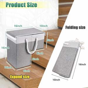 Panier de rangement d'<span class=keywords><strong>escalier</strong></span> en tissu de style japonais, pliable, organisateur portable avec poignées en cuir - Product Image 6