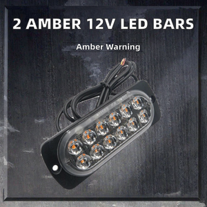 2pcs 12V 12 <b>LED</b> <b>Light</b> <b>Bar</b> Blue DaiSheng DXZ005 Car Truck Side Marker Turn Signal Hazard Beacon Warning Lamp - Product Image 2