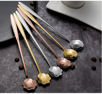 Ensemble de cuillères à café et de fourchettes en acier inoxydable Hongda, or rose, design floral contemporain, logo laser gratuit, cadeaux pour les fêtes, café, thé