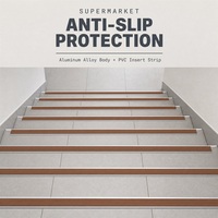 Profilé de nez de marche en aluminium antidérapant avec insert en PVC, 8 couleurs, résistant à l'usure, pour escaliers de centres commerciaux