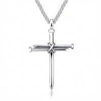 Collier croix clou en acier inoxydable style hip-hop pour homme, pendentif vintage Jésus-Christ pour couple, bijou chrétien, cadeau