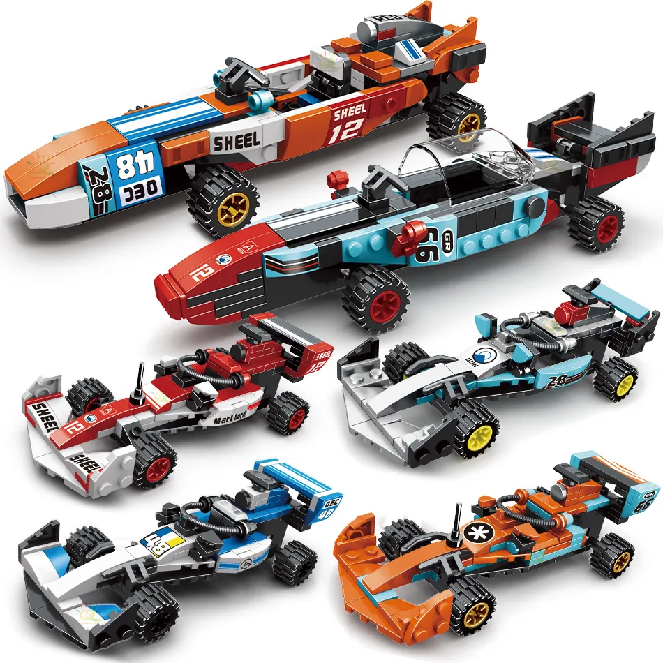 Free Shipping UKBOO F1 racing car model toys building bricks for Boy Birthday Gifts KID TOY CAR Brick Building Blocks
