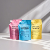 Pochette souple personnalisable réutilisable avec bec verseur pour savon liquide, gel lavant pour les mains, recharge de lessive, sac plastique autoportant