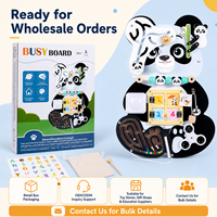 Tableau d'activités Montessori en bois en forme de panda, avec lacets, loquets, tuiles numériques, perles de labyrinthe et boîte de vente au détail – Vente en gros