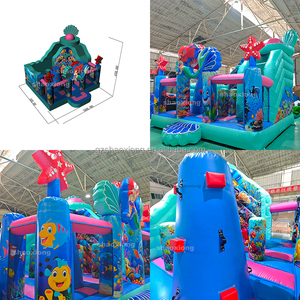 Château gonflable commercial combiné avec toboggan, thème sirène <span class=keywords><strong>de</strong></span> l'océan, avec souffleur - Product Image 3