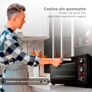 Forno elettrico multifunzione da banco 28L 1600W nero per cuocere e arrostire - Product Image 4
