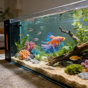 Aquarium personnalisé Relaxlines 200L, aquarium écologique intégré à angle droit, aquarium en verre blanc, aquarium ornemental - Product Image 1