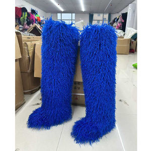 ירך מגפי נשים נשים חורף פרוותי faux faux faux פרווה ארוך נעליים חמות בנות מעצב חדש ברכיים מגפיים פרווה גבוהים פרווה - Product Image 5