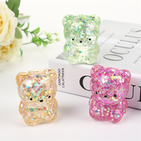 Nouveau adorable jouet anti-stress portable en TPR, ours en maltose de 6 cm avec paillettes colorées effet aurore, idéal pour soulager l'anxiété, cadeau pour enfants et adultes actifs