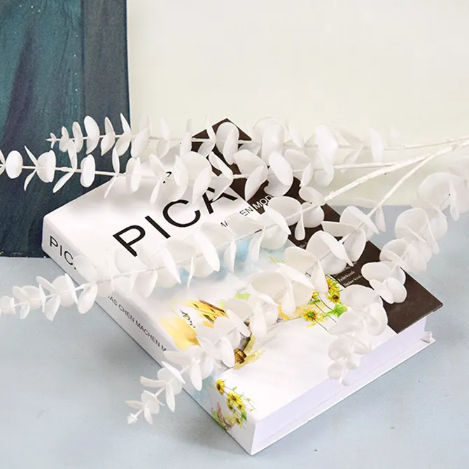 Commercio all'ingrosso 5 rami di eucalipto di plastica rami oro argento bianco colori composizione floreale matrimonio