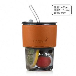 Taza de Café de Vidrio con Logotipo Impreso Clásico y Creativo, Colores Personalizados, Pajita Reutilizable y Estuche, para Regalos Empresariales, Trabajadores de Oficina y Estudiantes - Product Image 3