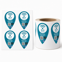 Etiquetas Adhesivas Impermeables Personalizadas en Forma de Lágrima - Etiquetas Promocionales con Código QR Color Verde Azulado para Dispositivos Inteligentes del Hogar y Embalaje de Productos
