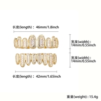 Grillz Iced Out T Square CZ 8 dents en laiton plaqué or véritable, style HIPHOP pour hommes, dents pointues, pour Halloween et Cosplay, vente en gros