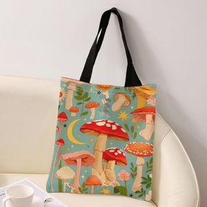 Reusable Simple Colorful Mushroom Printed Grocery <b>Bag</b> Women High Quality <b>Canvas</b> <b>Tote</b> <b>Bags</b> - Product Image 2