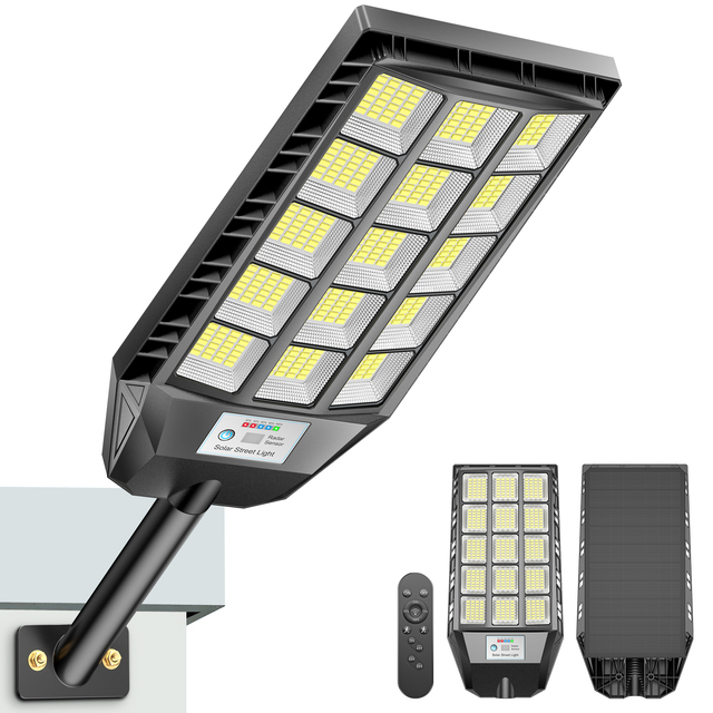 Solar Street Light Outdoor IP65 Waterproof Motion Sensor LED Lamp Remote Control High Lumen 6500K Dimmable Wholesale