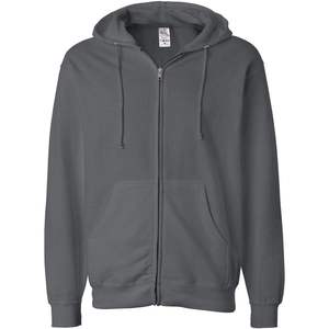 Sweat à capuche zippé pour homme ITC (SS4500Z) Charcoal-L Enzyme Washed 3D Embroidery Dye Acid Washed Hoodies - Product Image 3