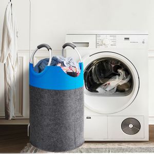 Collapsible Laundry Hamper Felt Foldable Laundry <b>Basket</b> with Handles for Storage Dorm Room Essentials - Product Image 2