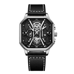 Reloj Analógico Cuadrado para Hombre Yolako 2024, Correa de Cuero, Cronógrafo, Caja de Acero Inoxidable, Reloj de Moda - Product Image 5