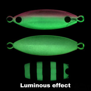 Leurre Bionique Double Œil Vert <span class=keywords><strong>à</strong></span> Coulée Lente, Plaque Métallique Lumineuse 60g-120g pour la Pêche Nuit de Nuit en Mer, Pêche en Bateau, Eau Salée - Product Image 6