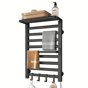 Sèche-serviettes électrique mural en acier inoxydable à chauffage rapide avec étagère intégrée - Product Image 1