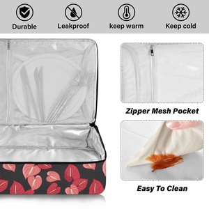 Hawaii Camping Picnic Cooler <b>Bag</b> Potable Custom Print Anthurium Leakproof Insulated <b>Lunch</b> <b>Tote</b> Casserole Carrier <b>Bag</b> for Potluck - Product Image 5