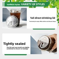Tapas desechables de PET para vasos de té con leche, calibre 98/93 mm - Diseños planos, abovedados y altos, logotipo personalizable, capacidad de 360-700 ml