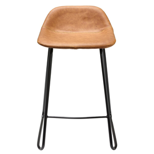 Modern Design Brown PU <b>Leather</b> <b>Bar</b> <b>Stool</b> Counter <b>Stool</b> Home <b>bar</b> Leisure Chair with Black Metal Leg - Product Image 2