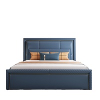Ensemble de meubles pour chambre à coucher italienne de luxe Ensemble de meubles design pour lit double récent italien Lit de luxe en cuir King Size Moderne en bois