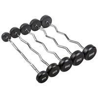 Équipement de fitness personnalisé en gros barre fixe droite et ensemble d'haltères en caoutchouc EZ Curl avec KG LB