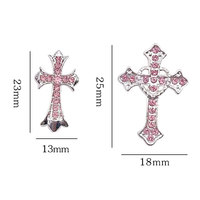 Rétro Croix Nail Charm Alliage Strass Croix Charmes Punk Gothique Nail Art Fournitures pour Acrylique Nail Décoration