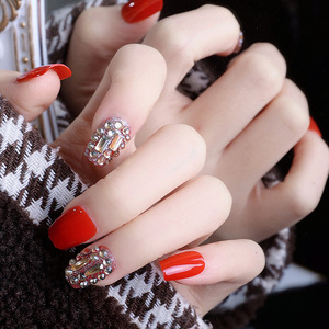 Uñas Postizas Hechas a Mano para Boda <span class=keywords><strong>2023</strong></span>, Novedad, Uñas Festivas Rojas, Año Nuevo, Navidad, Uñas de Novia, Pegatinas para Uñas, Tulipán - Product Image 1