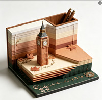 Bloc-notes 3D découpé au laser GoTop avec motif Big Ben, art papier artisanal, décoration de bureau haut de gamme, cadeau