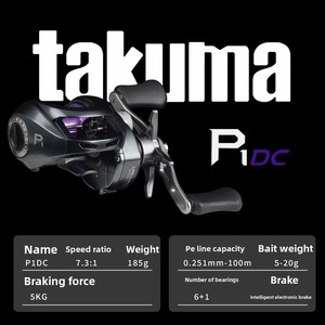 Carrete de Pesca <span class=keywords><strong>Takuma</strong></span>/<span class=keywords><strong>Takuma</strong></span> P1DC para Principiantes, Universal, de Largo Alcance, con Freno Electrónico Inteligente, Relación de Engranajes 7.3:1, 7 Ejes - Product Image 6