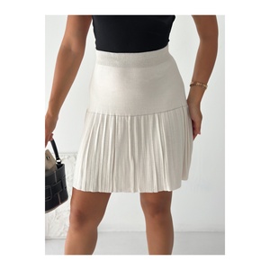 Jupe plissée en tricot à taille élastique pour femme, taille standard, longueur 50 cm - Product Image 2