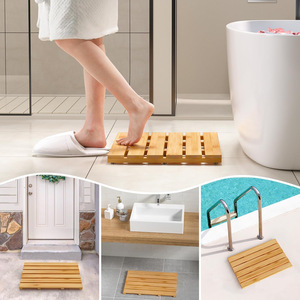 Alfombra de Baño de Bambú Rectangular Antideslizante, Alfombra de Ducha de Diseño Nórdico - Product Image 2