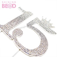 Décoration de gâteau en strass tendance pour 15e anniversaire, 15 ans, remise de diplôme, Ramadan, couronne or rose pour fête de mariage