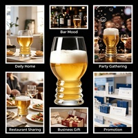 Verre à bière artisanal personnalisé avec logo, en verre sodalime blanc de haute qualité, base ondulée unique, pour bar, restaurant, maison, fête, brasserie, dégustation - Vente chaude